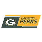 Green Bay Packers logo and Packers Perks in a gold box