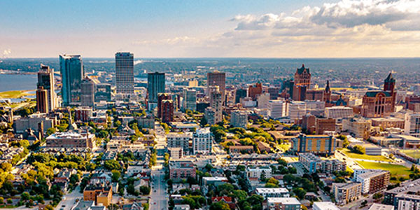 Arial view of Milwaukee
