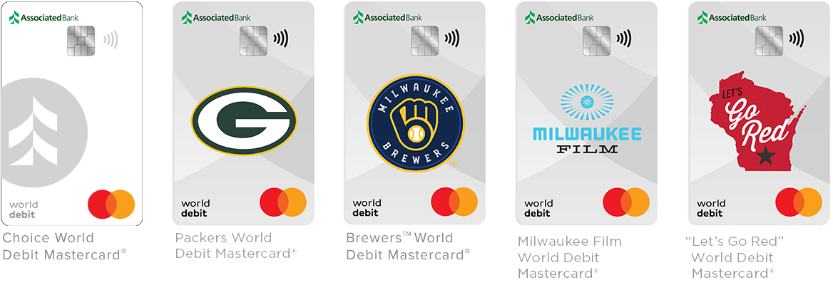 World Debit Card Options: Associated Bank, Packers, Brewers MKE Film, Lets go Red